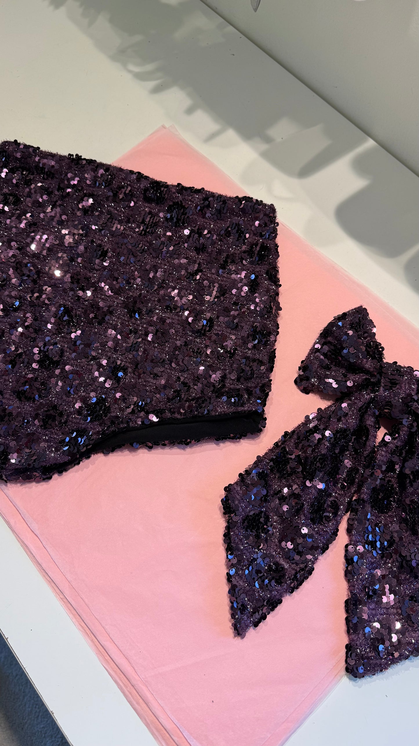 Sequin mini short & matching bow size small SAMPLE