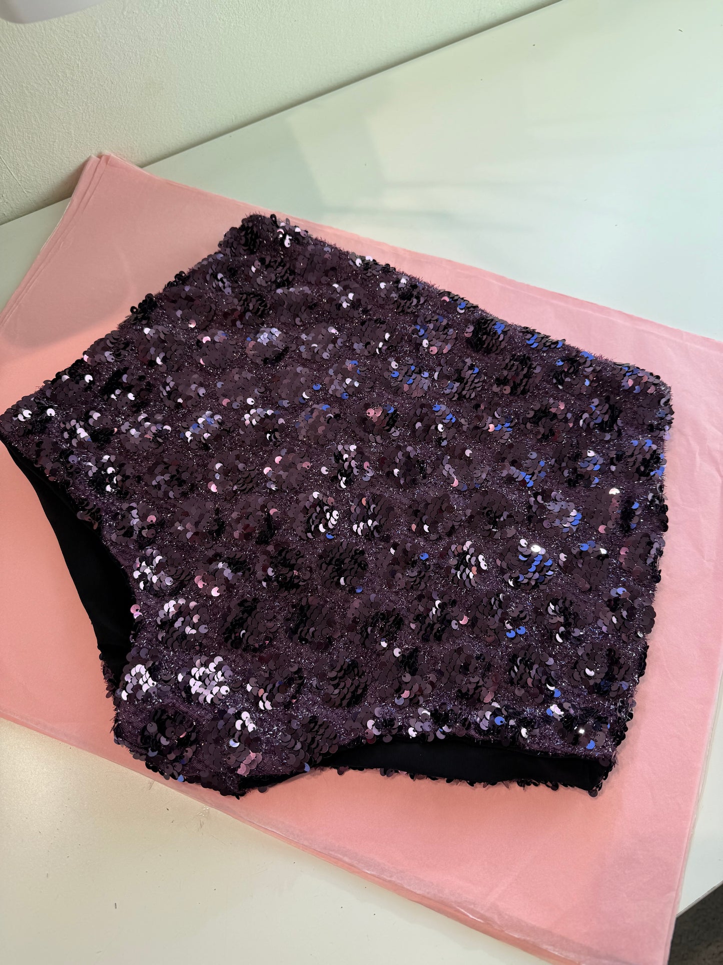 Sequin mini short & matching bow size small SAMPLE