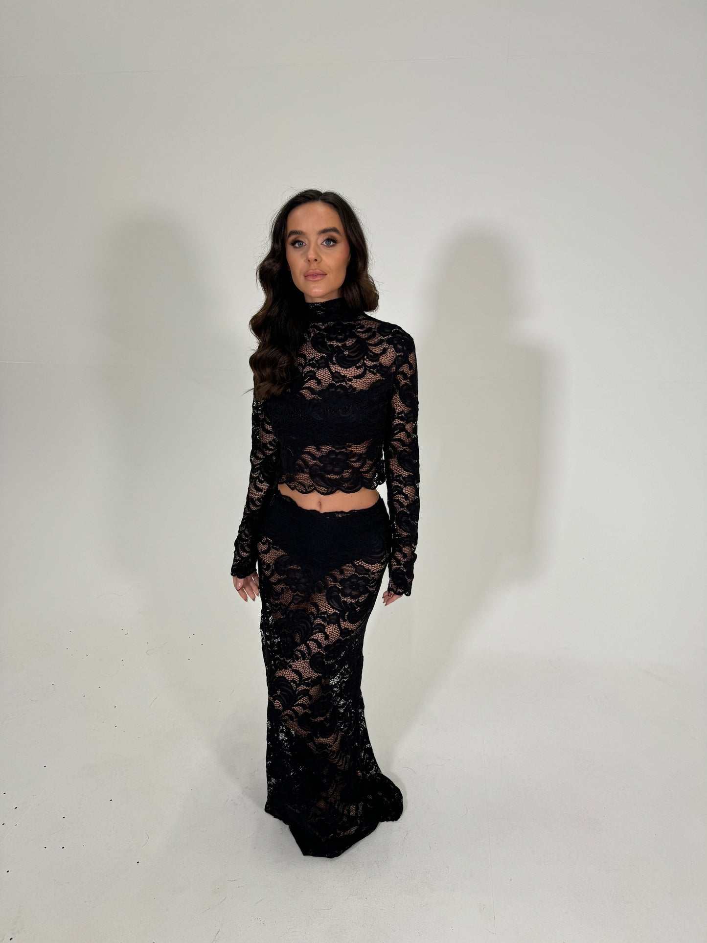 Long sleeved backless lace top size small SAMPLE