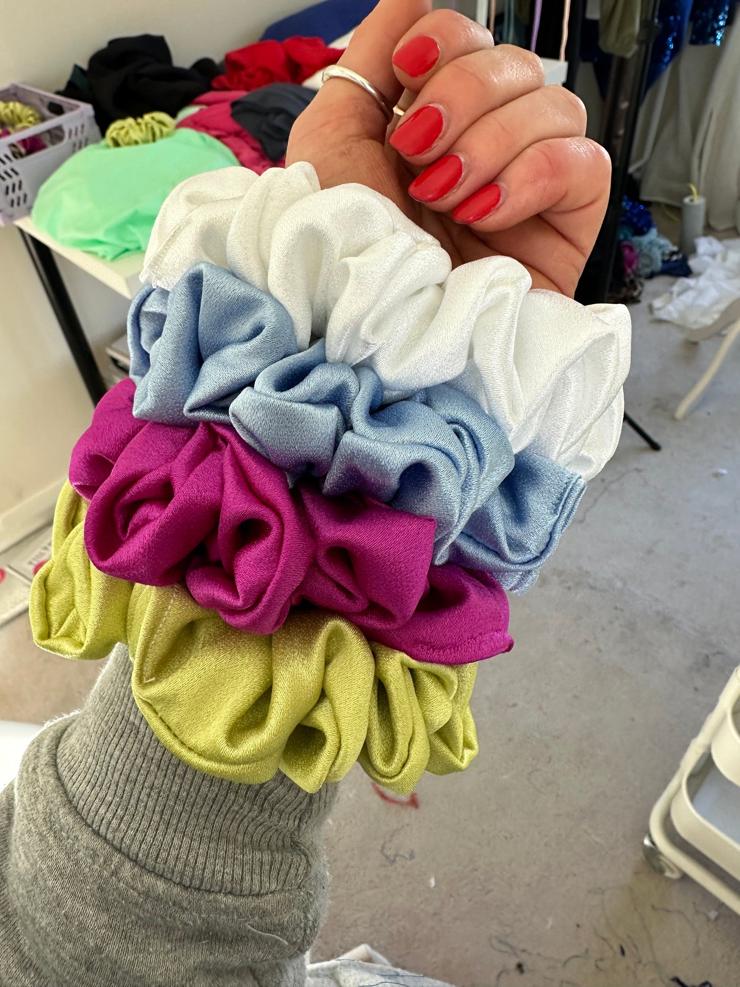 Satin scrunchies (2 for £14)