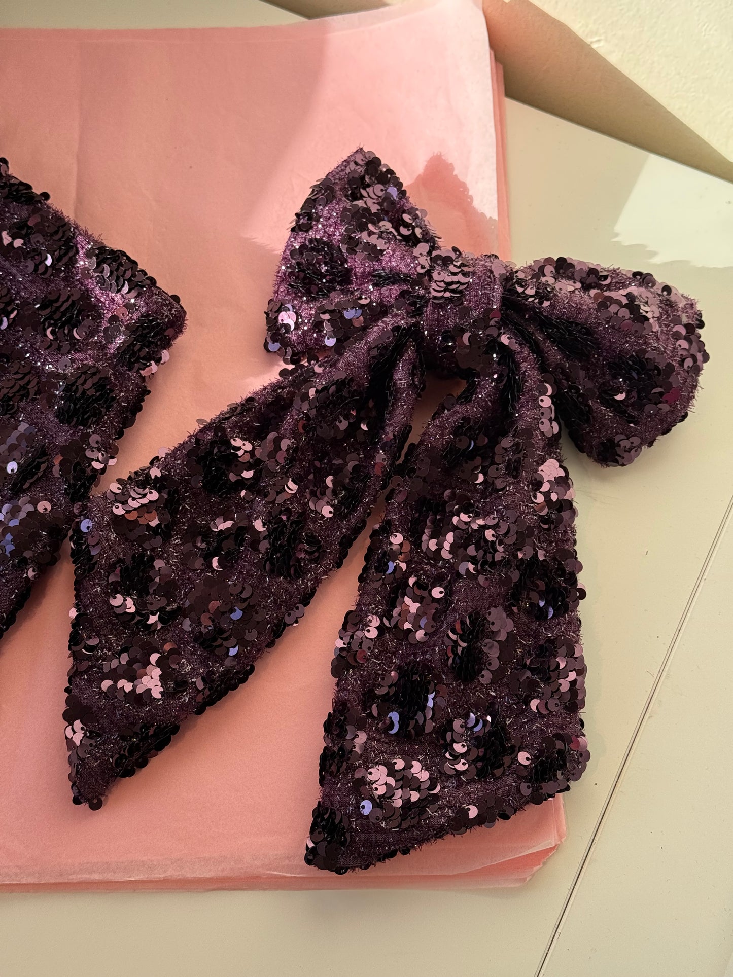 Sequin mini short & matching bow size small SAMPLE