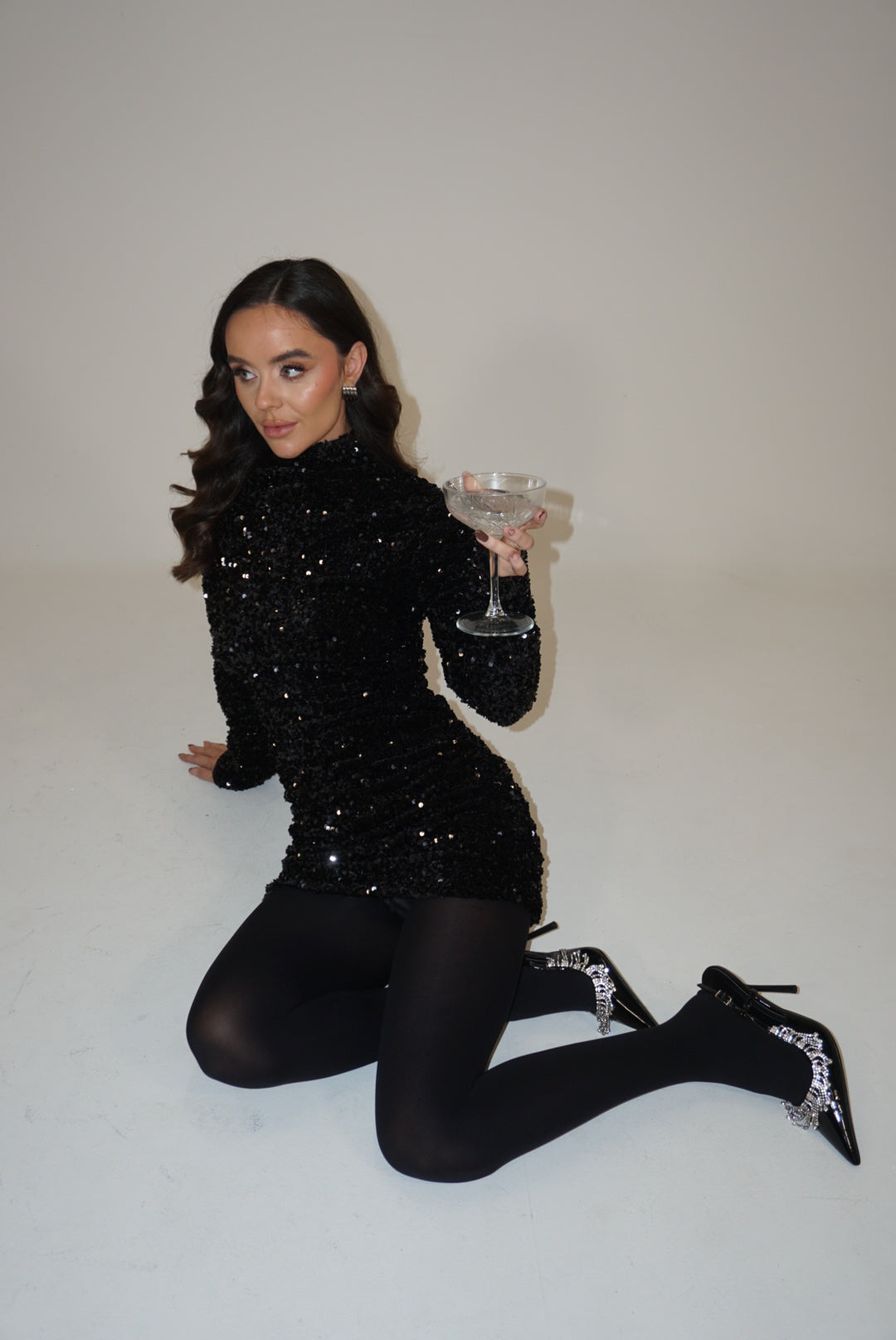 Sequin mini dress black size 6/8 SAMPLE