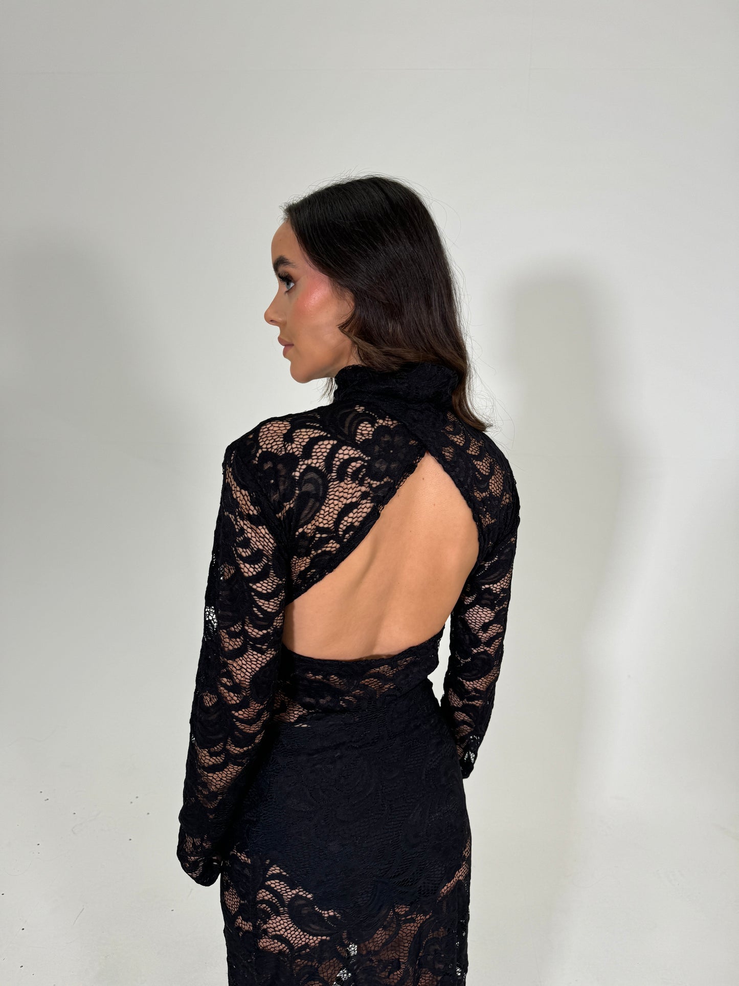 Long sleeved backless lace top size small SAMPLE