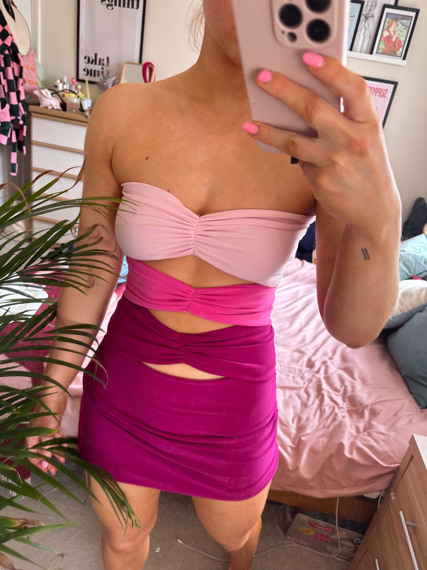 Bandeau ruched panel top